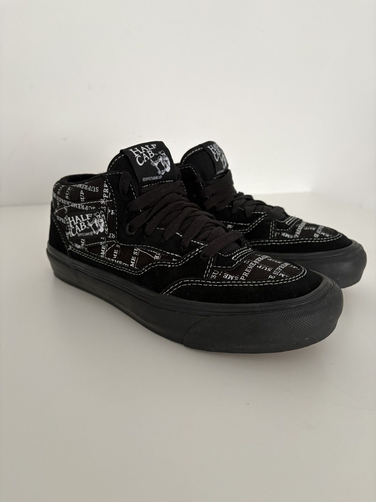 Supreme × Vans Vans x Supreme Half Cab Pro 92 Logo Pattern Black Size US 6 / EU 39 - 1 Thumbnail