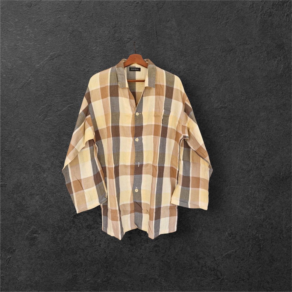 Yves Saint Laurent YSL check pattern long sleeve Size L / US 10 / IT 46 - 1 Thumbnail