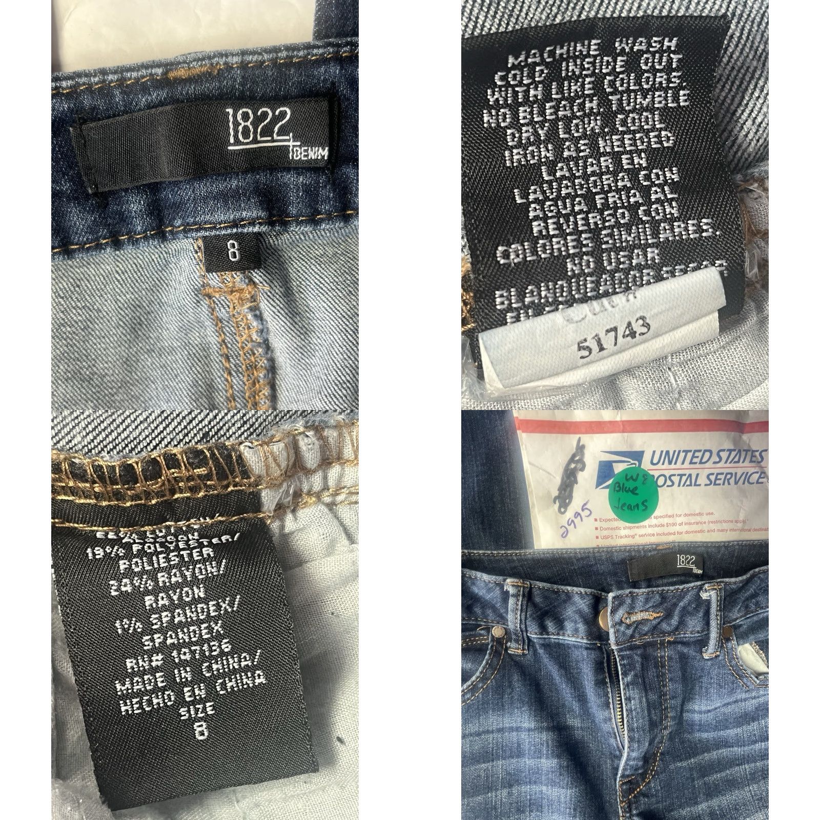 Vintage 1822 Denim Jeans Skinny Blue Dark Wash 8 Regular 26in Cotton Blend Button Zip Pockets Logo Women Style Size 30" / US 8 / IT 44 - 8 Thumbnail