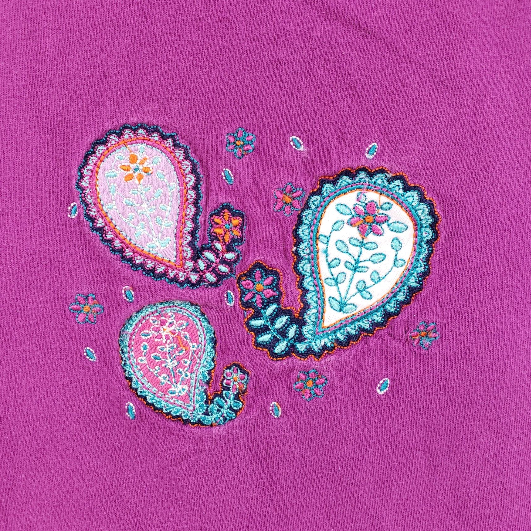 CO Dreams Co Pajama Top Womens 1X Purple Paisley Embroidered 3/4 Sleeve Knit Cotton Floral Shirt Womens Pajama Top (Dreams Co) Size XL / US 12-14 / IT 48-50 - 4 Thumbnail