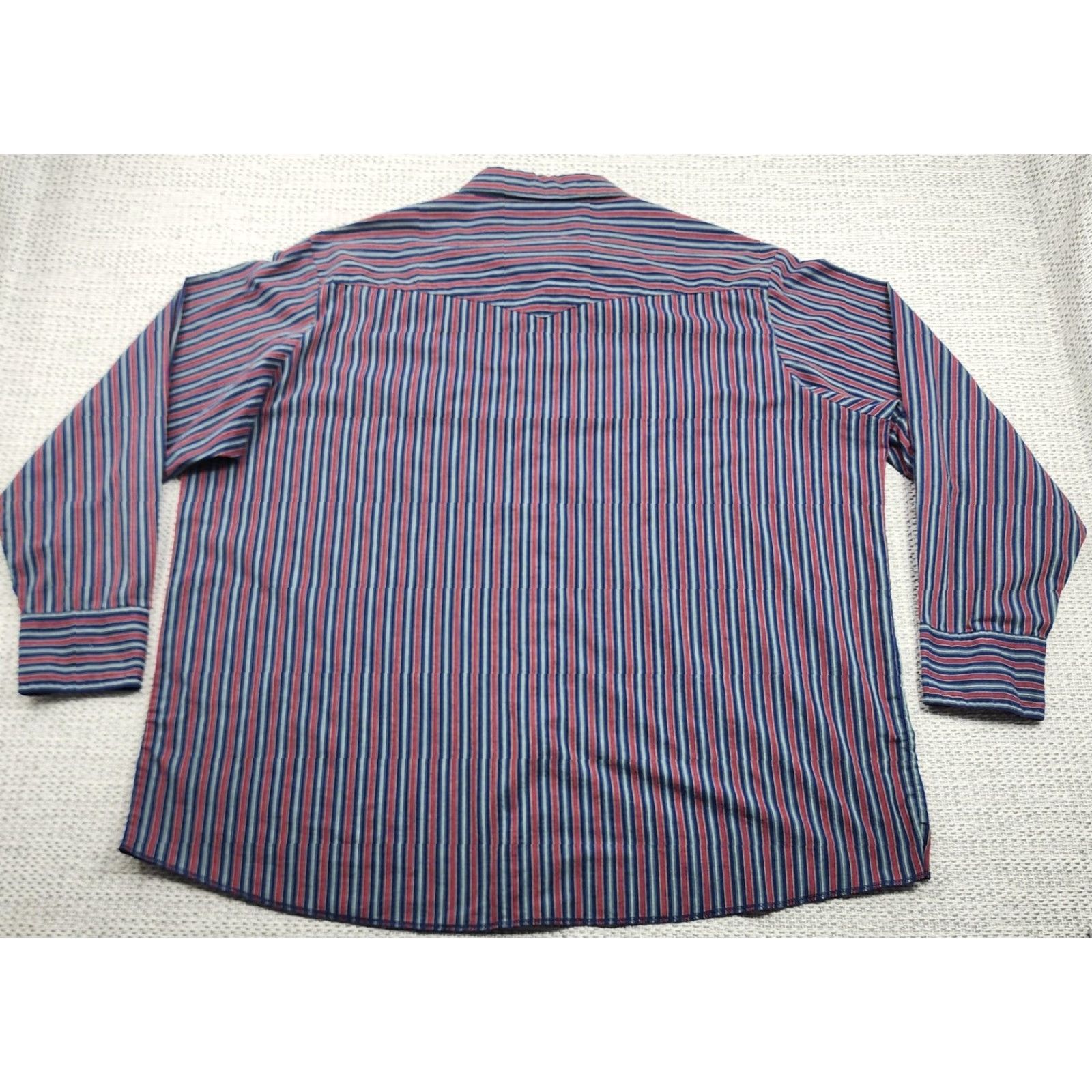 Wrangler VINTAGE Wrangler Western Shirt Mens 3XLT Blue Red Striped Pearl Snap Long Sleeve Yoke Shirt Size US XXL / EU 58 / 5 - 6 Thumbnail
