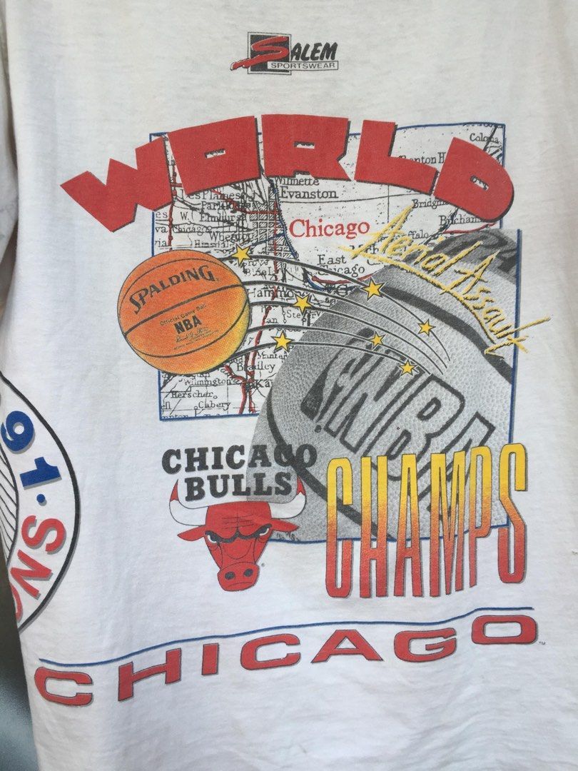 NBA × Salem Sportswear Vintage 1991 Chicago Bulls NBA World Champs T-Shirt Size US L / EU 52-54 / 3 - 8 Thumbnail