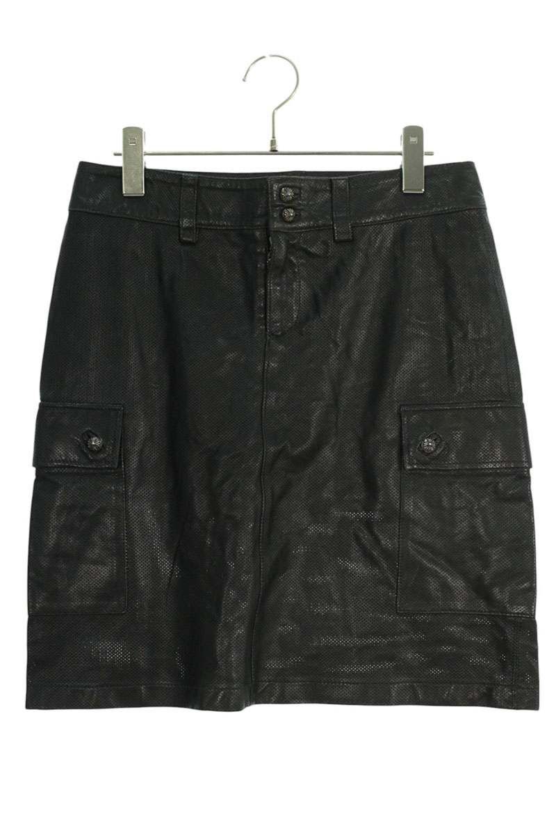 Chrome Hearts Cross Ball Punched Leather Skirt - Size S
