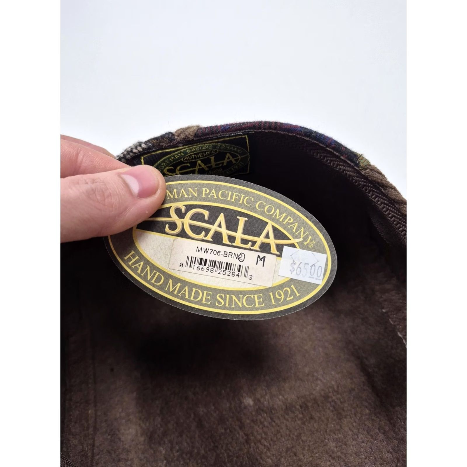 Vintage Scala Hat Flat Cap Fitted Mens M Brown Check Wool Newsboy Italy Patchwork NWT Size ONE SIZE - 7 Thumbnail