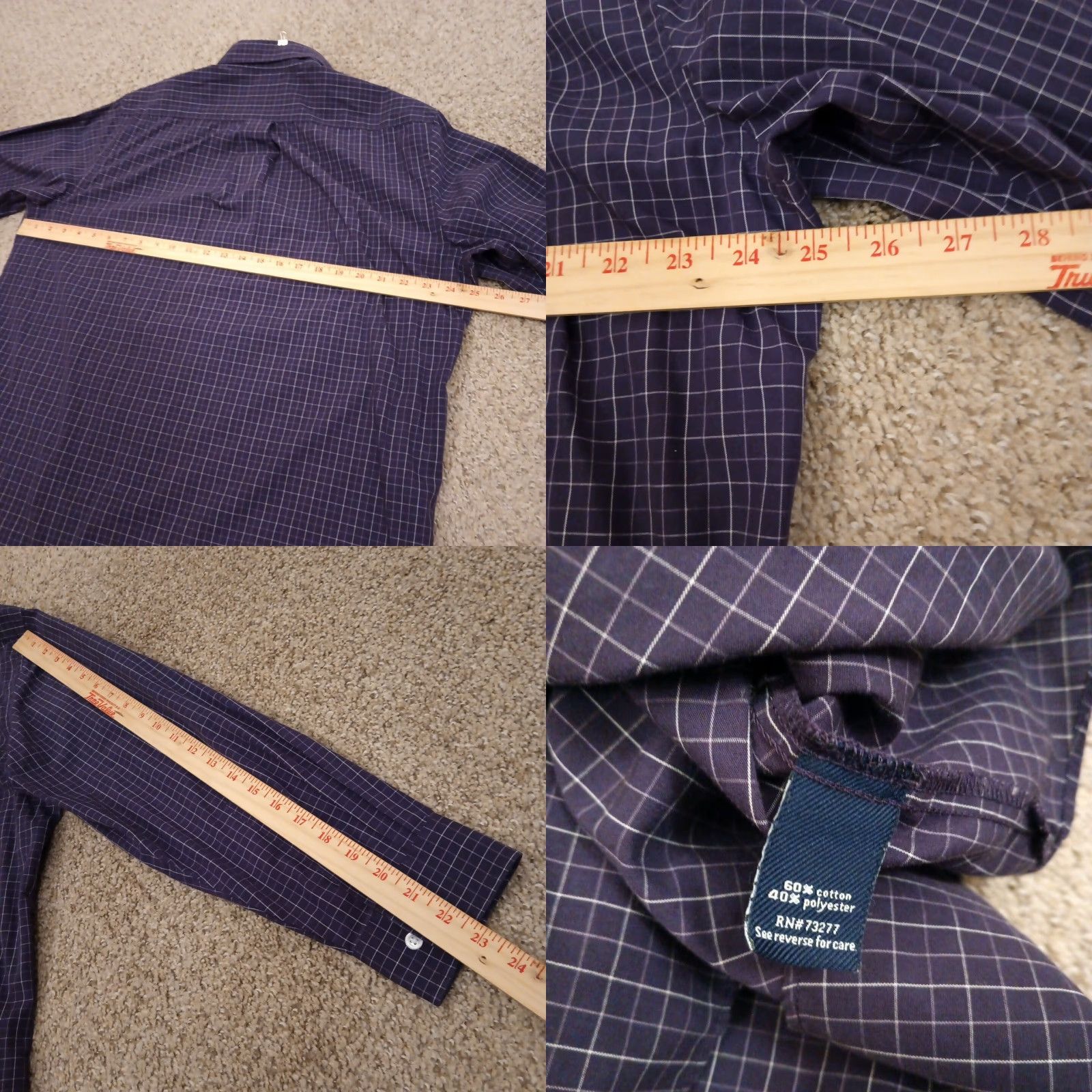 Croft & Barrow Croft & Barrow Shirt Mens Large Purple Plaid Long Sleeve Button Down Size US L / EU 52-54 / 3 - 8 Thumbnail