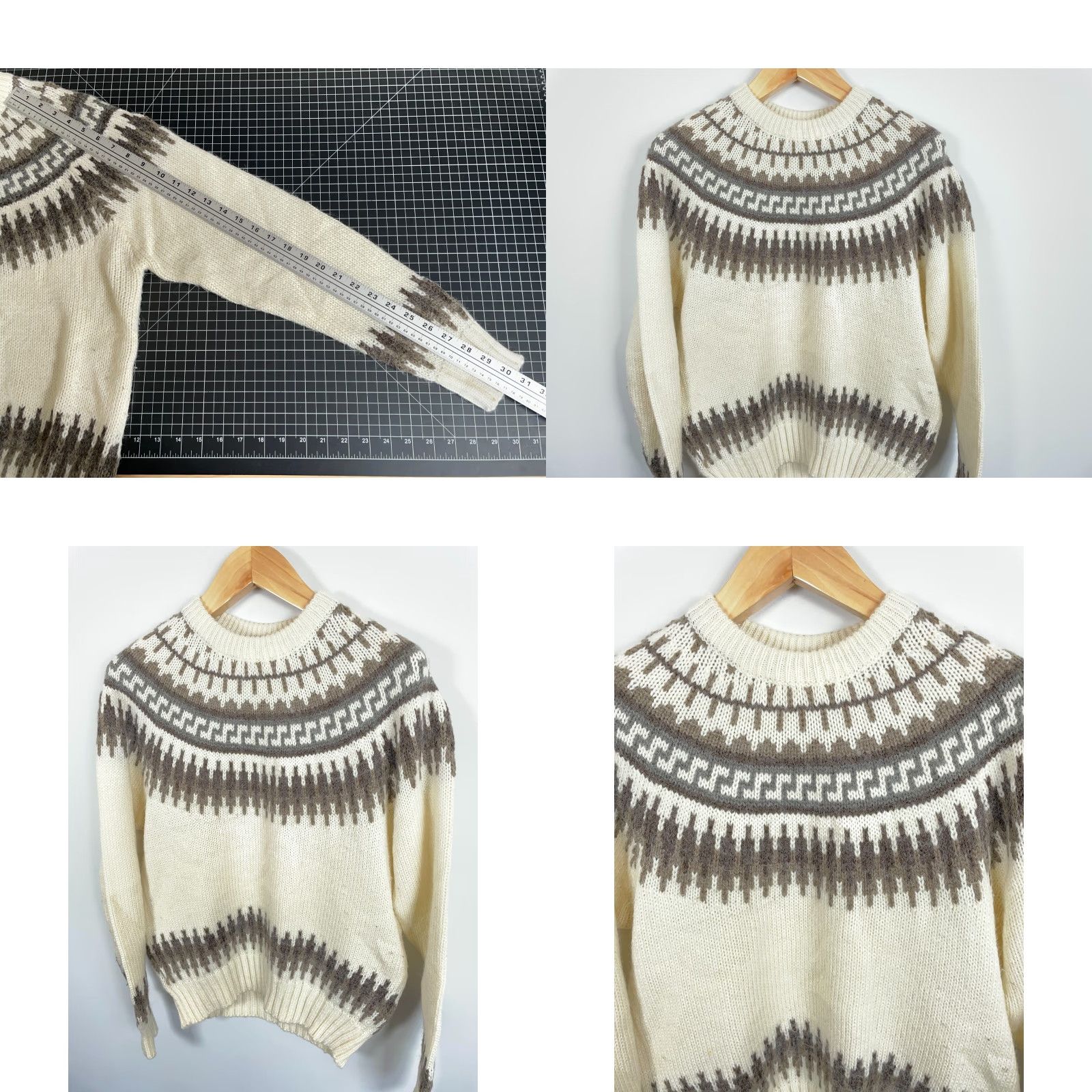 Vintage VINTAGE 90s Peter England Fair Isle Sweater Adult Large Ivory Ski Knit Raglan Sleeves Size US L / EU 52-54 / 3 - 8 Thumbnail