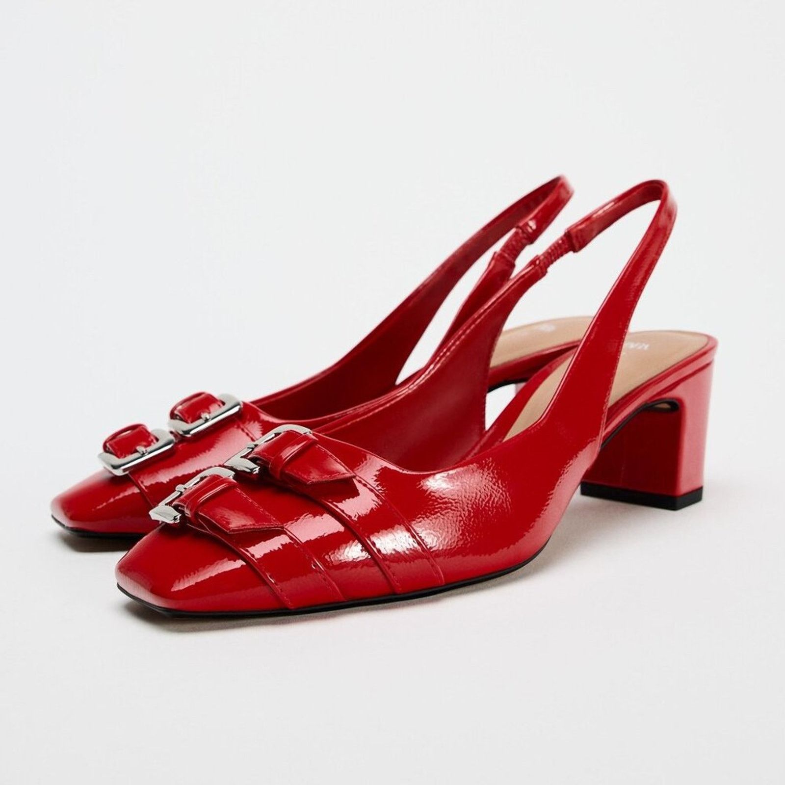 Zara ZARA Red Patent Slingbacks NWT Size US 7.5 / IT 37.5 - 20 Thumbnail