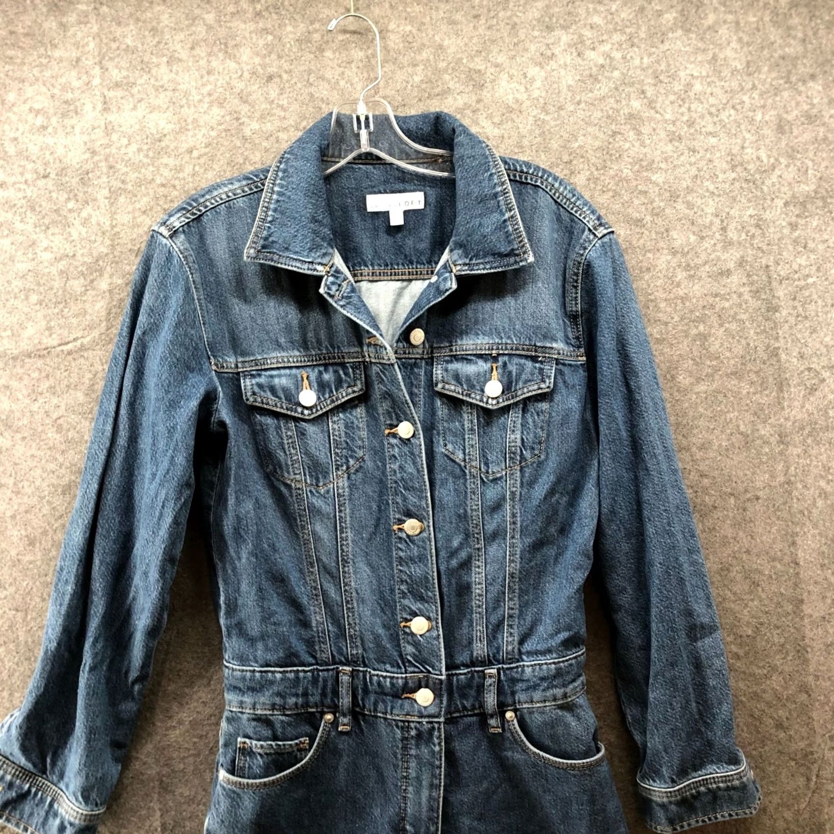 Loft VINTAGE Loft Denim Jumpsuit Womens 0 Blue Wide Leg Relaxed Utility Lyocell Blend Shirt/One-Piece Womens? Size 25" / US 0 / IT 36 - 3 Thumbnail