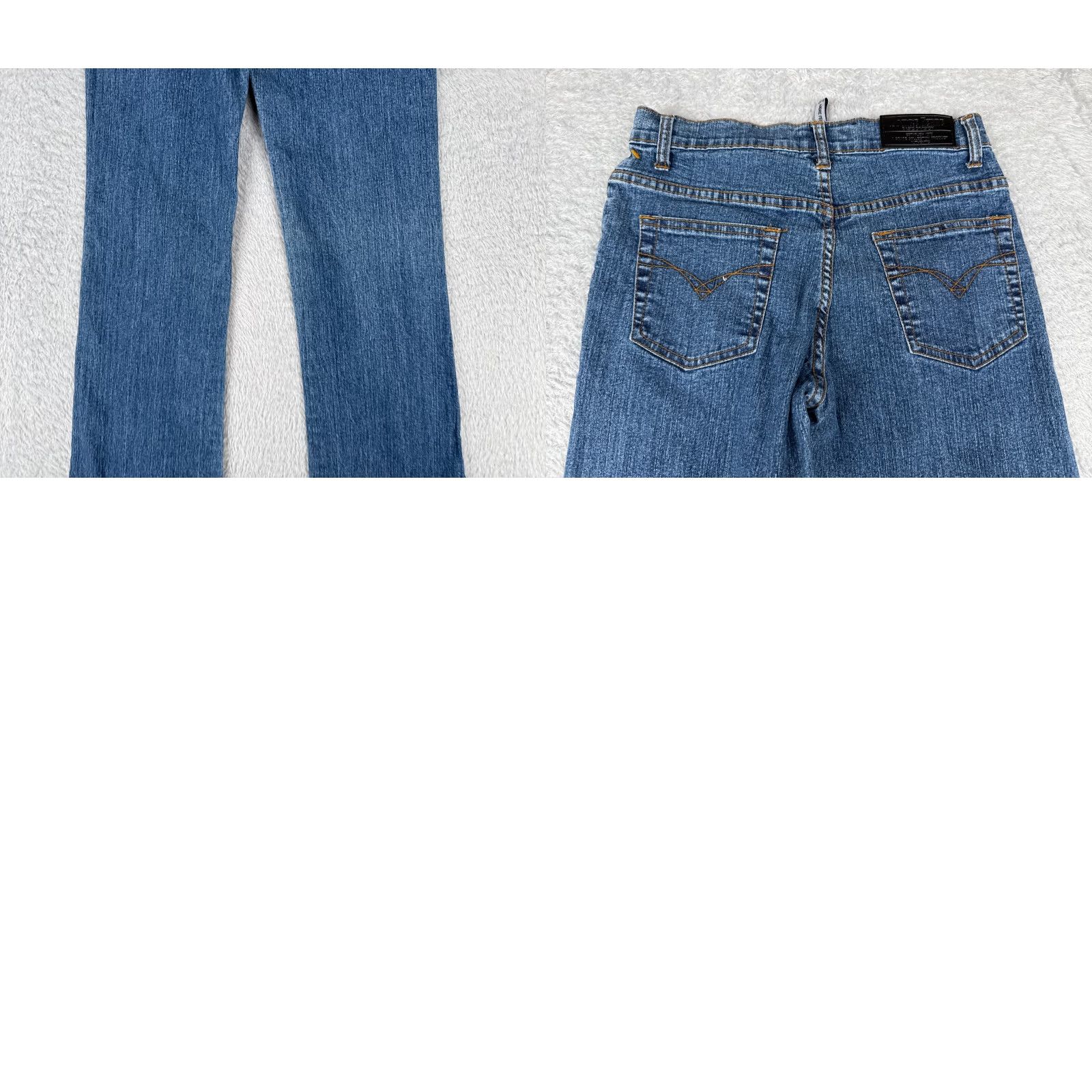 Vintage VINTAGE Andre Ferre Jeans Juniors 3 Blue Denim Flared Bootcut Low Rise Ramie Blend 26x30 Womens Jeans Size 26" / US 2 / IT 38 - 10 Thumbnail