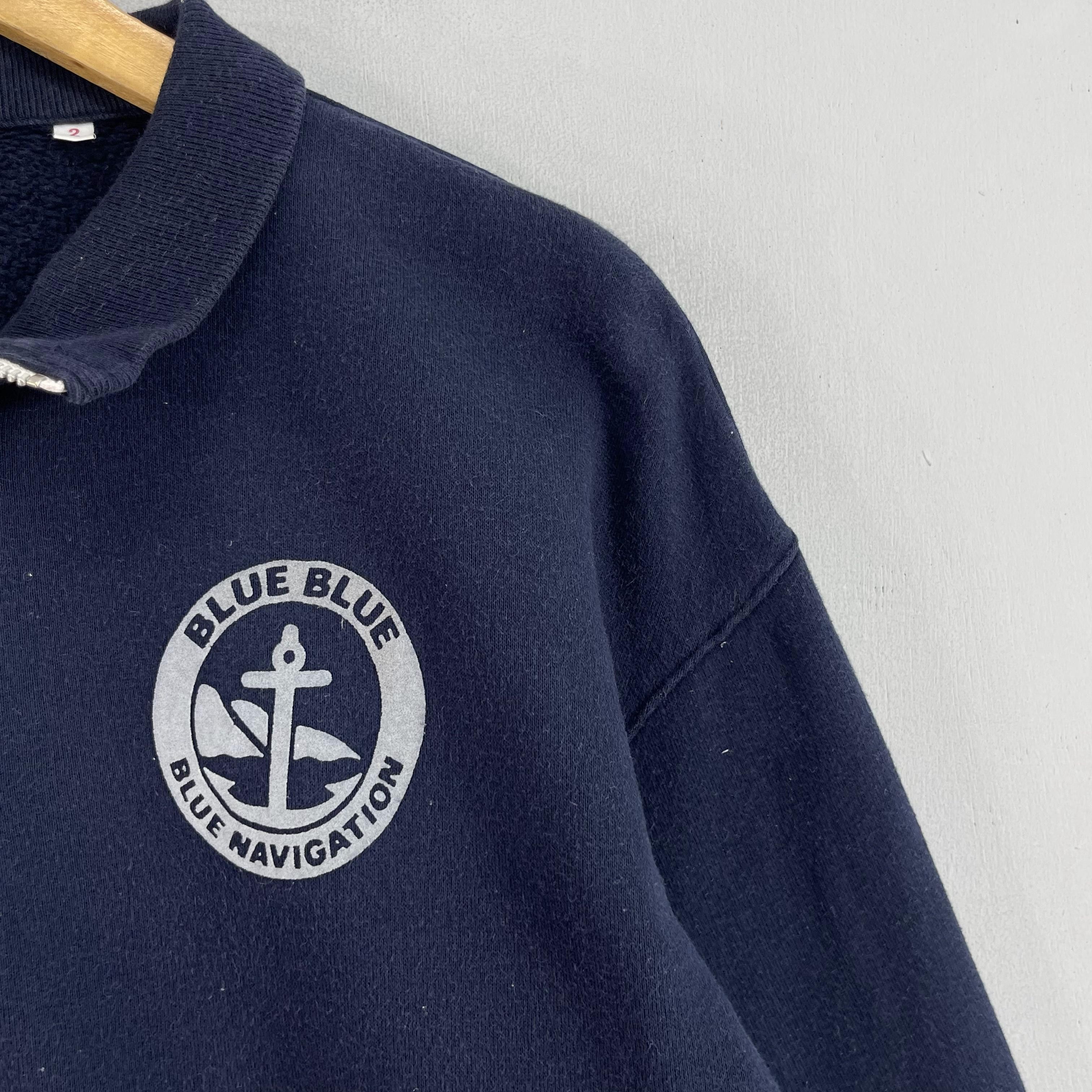 Blue Blue Japan × Japanese Brand × Vintage Vintage Blue Blue Japan Navigation Zipper Up Sweatshirt Size US M / EU 48-50 / 2 - 2 Thumbnail