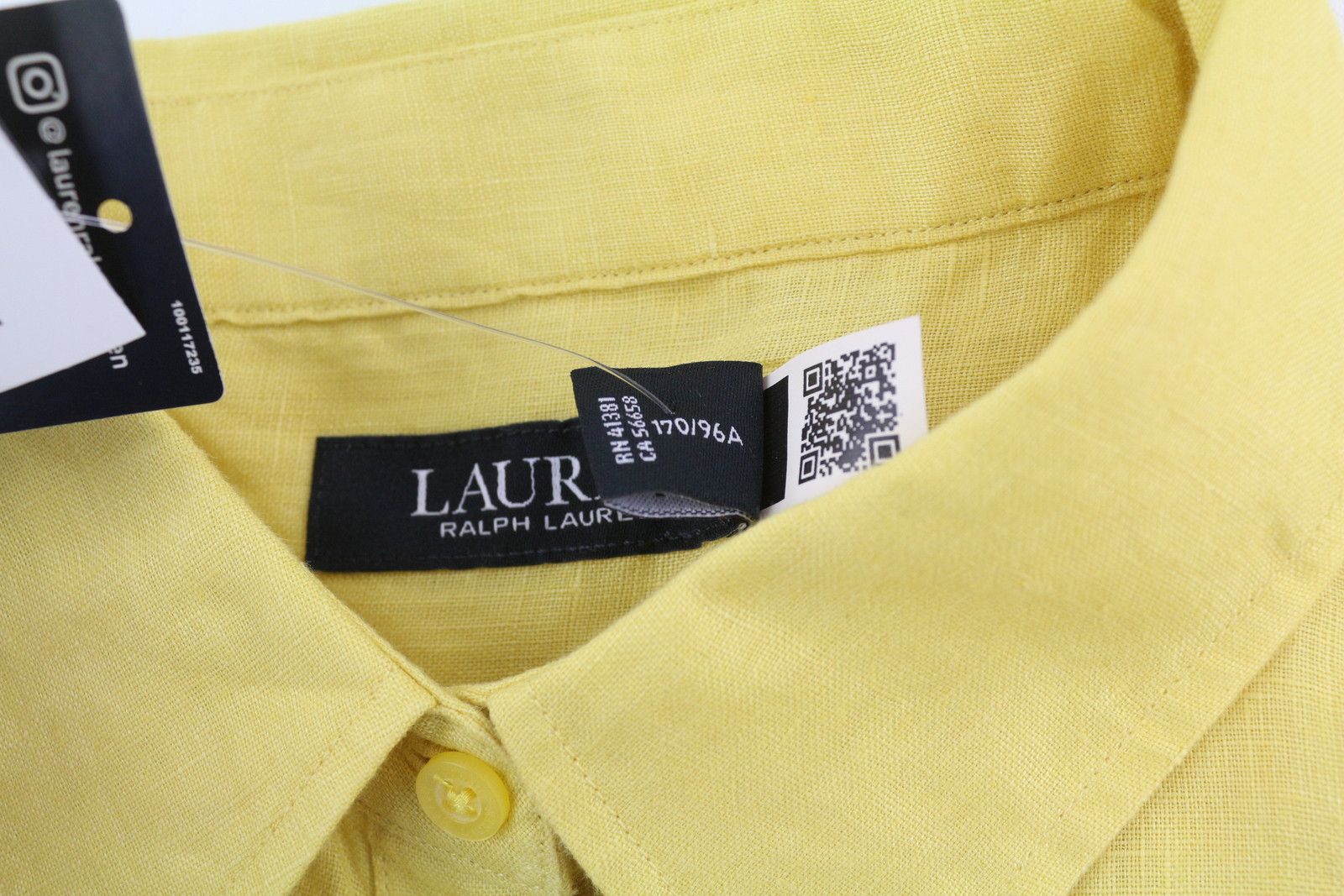Lauren Ralph Lauren L Yellow Linen Buttoned Spread Shirt 84693 Size L / US 10 / IT 46 - 9 Thumbnail
