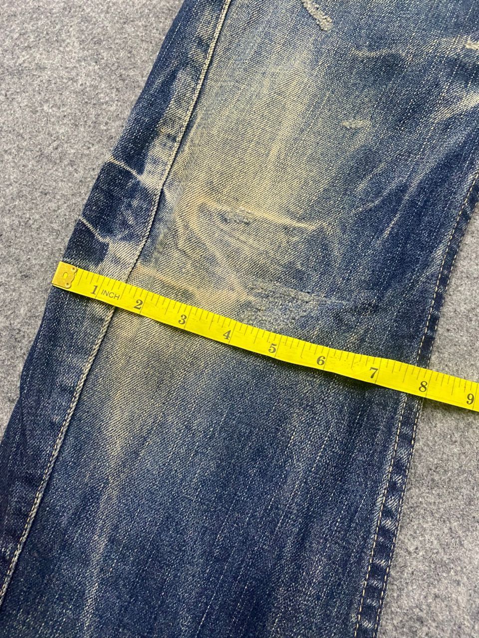 If Six Was Nine 💥Flare💥Vintage Rattle Trap Acid Wash Distressed Denim Size US 30 / EU 46 - 6 Thumbnail
