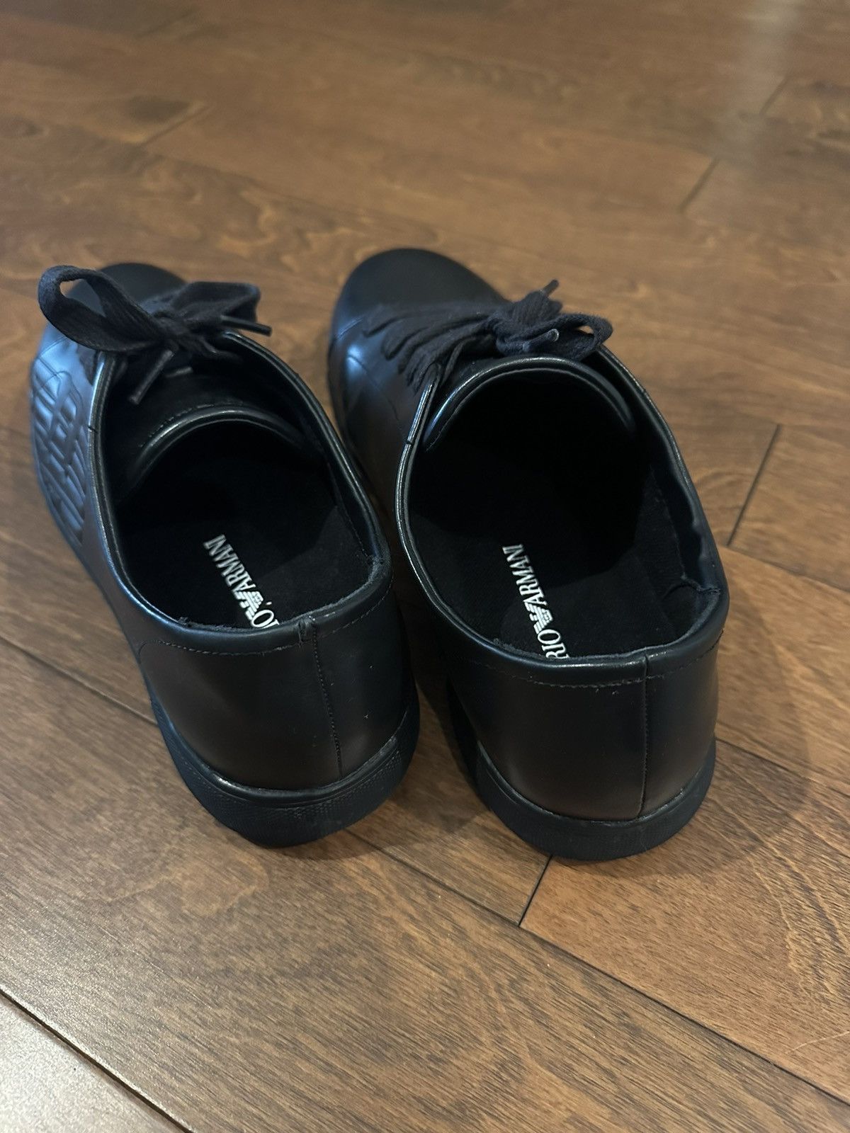 Emporio Armani EMPORIO ARMANI SNEAKER FULL BLACK 100% LEATHER MEN SIZE 10 Size US 10 / EU 43 - 4 Thumbnail
