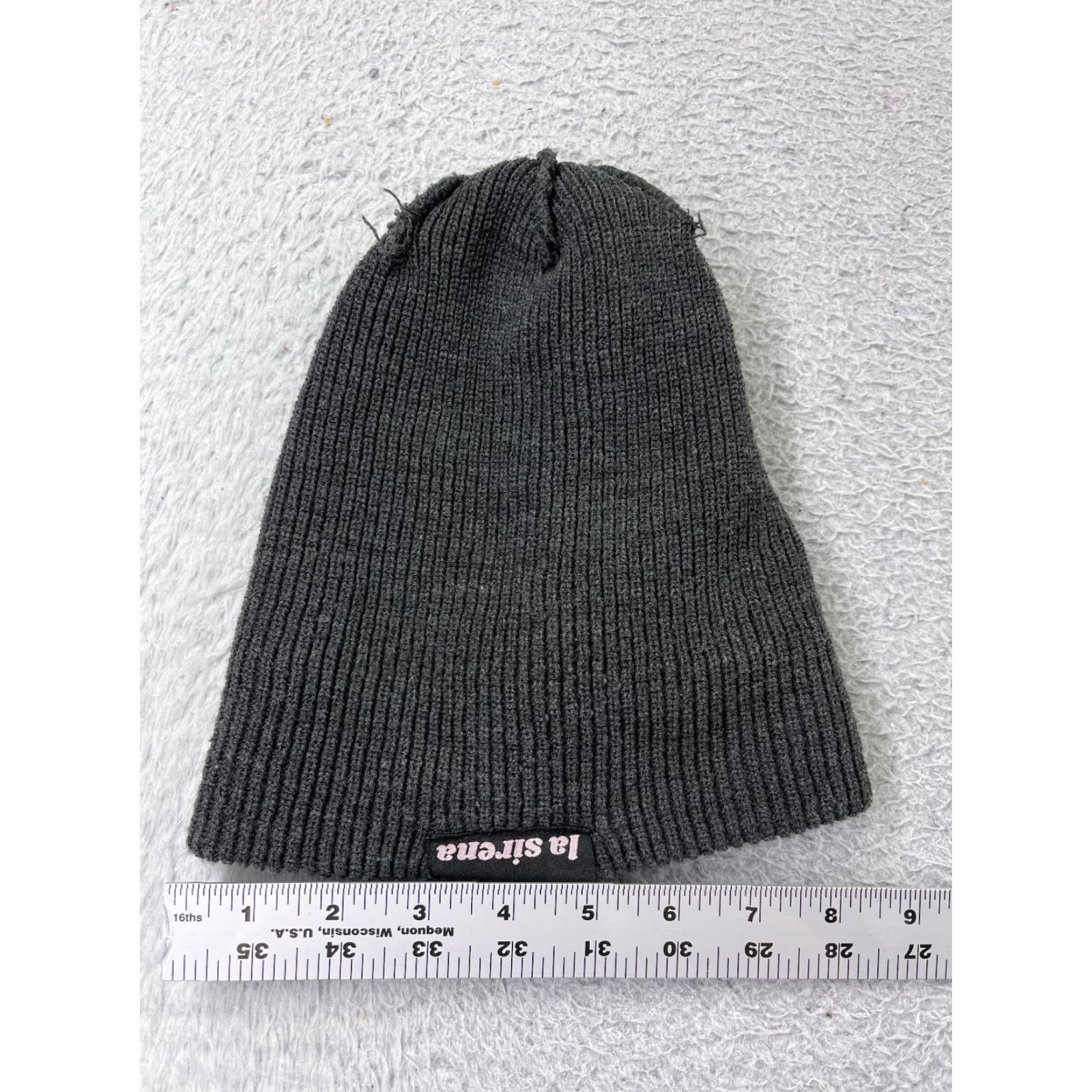Vintage La Sirena Beanie Hat Adult One Size Gray Knit Acrylic Snow Winter Size ONE SIZE - 4 Thumbnail