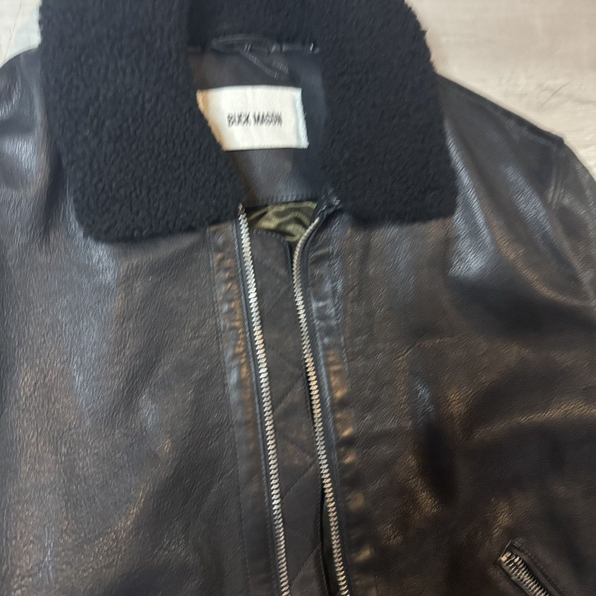 Buck Mason BUCK MASON Men's XL Black Leather Bomber Jacket Shearling Size US XL / EU 56 / 4 - 3 Thumbnail