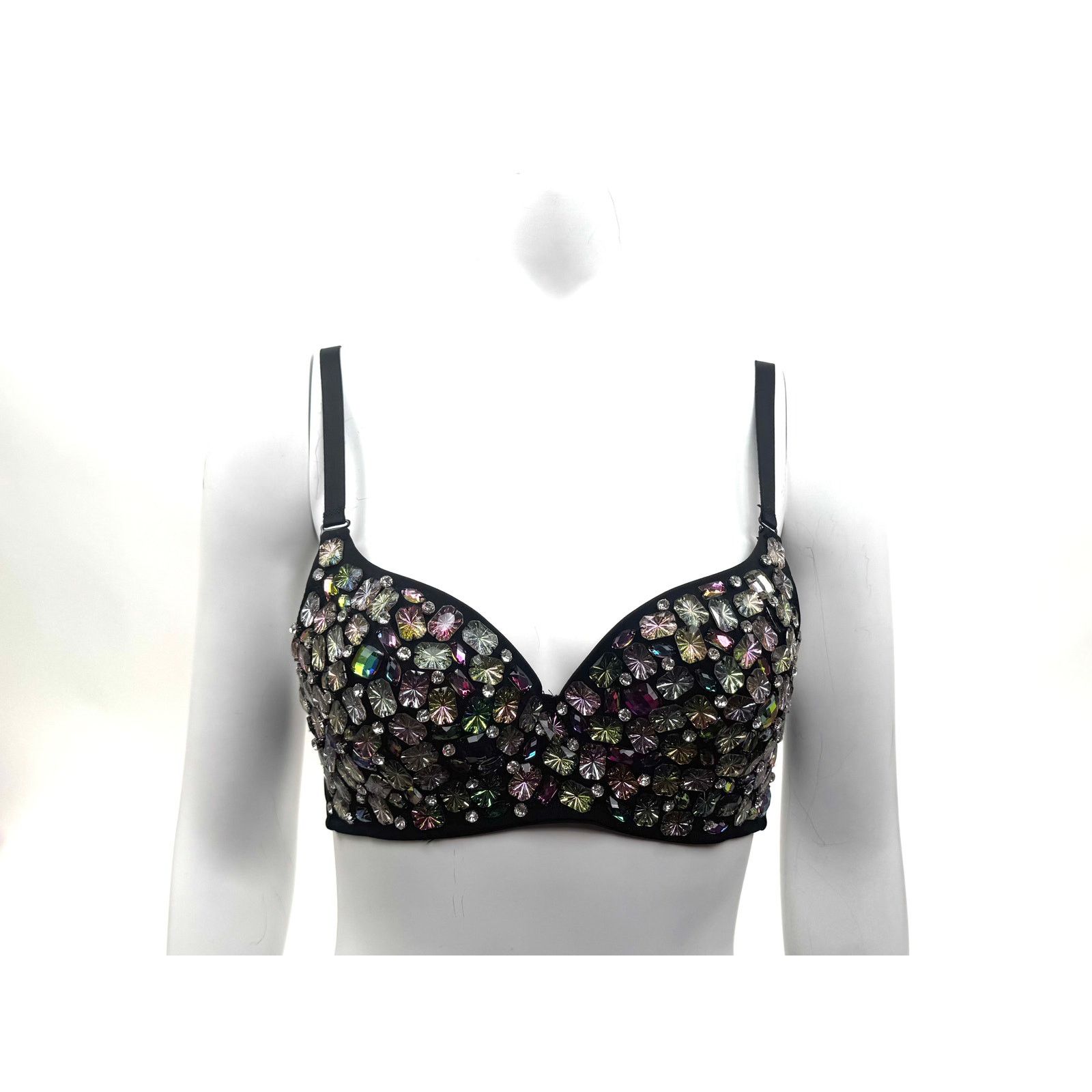 Other Custom Hand-Sewn Gem Bra with Embellished Band Size L Size ONE SIZE - 4 Thumbnail