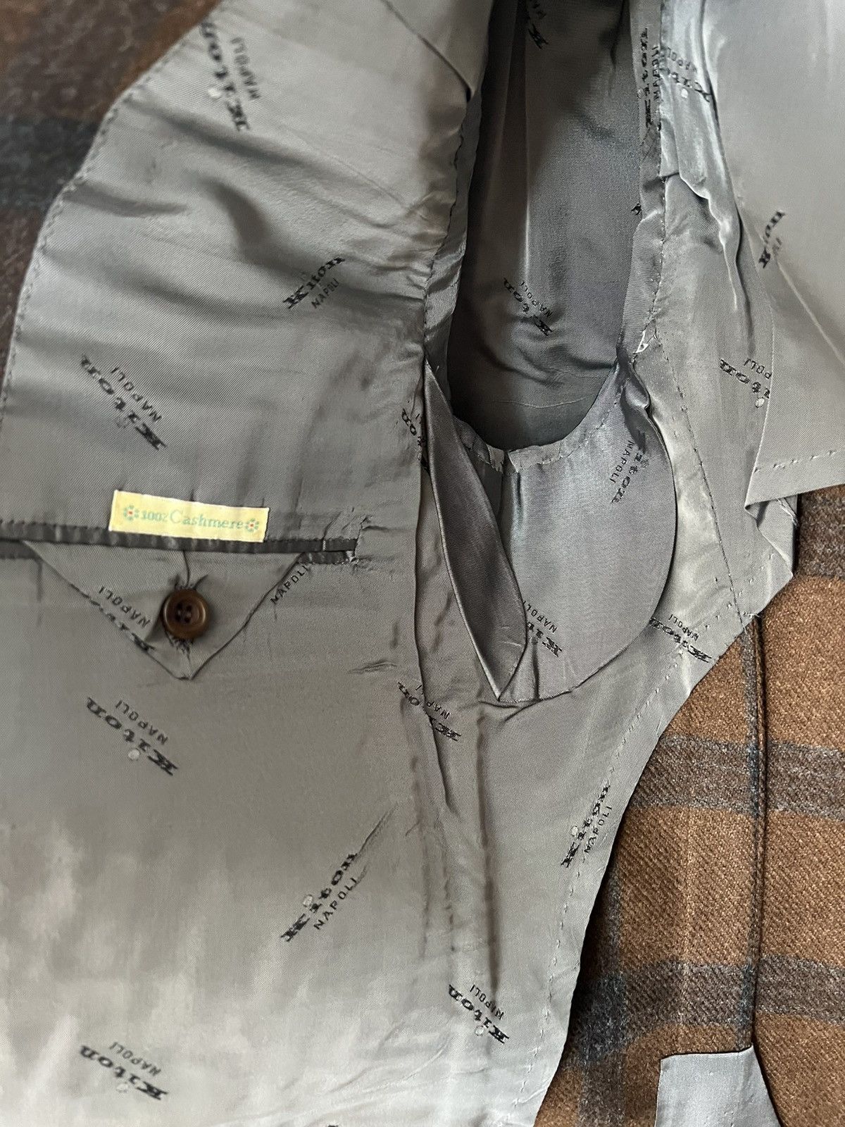 Barneys New York × Kiton Kiton Size 42R/52R Brown Plaid Cashmere Blazer Barneys NY XO Size 42R - 5 Thumbnail
