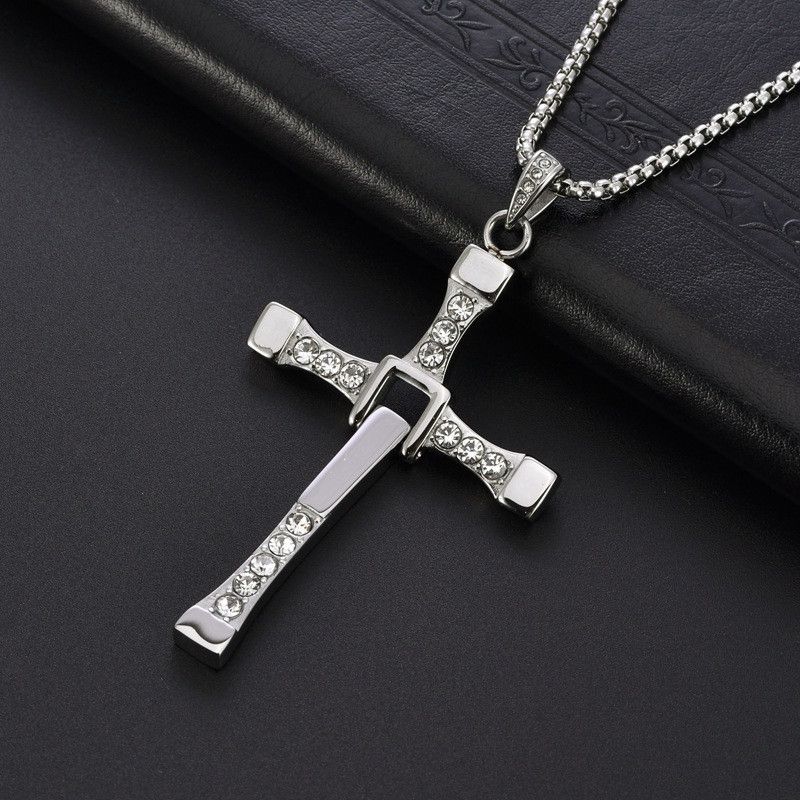 Designer × Japanese Brand Stainless Steel Necklace Cubic Zirconia Cross Pendant Size ONE SIZE - 1 Thumbnail