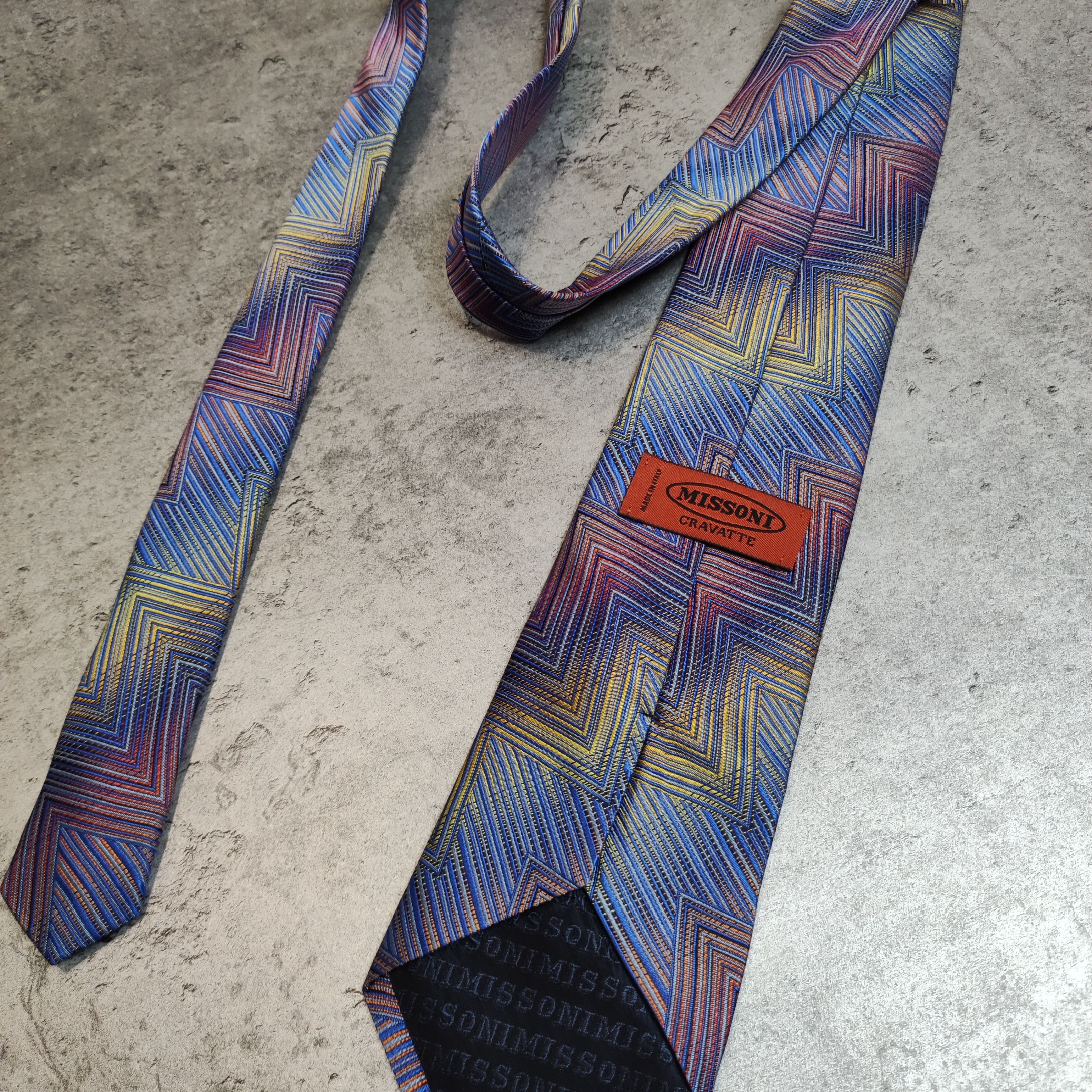 Missoni Vintage RARE 90s Missoni Cravatte Abstract Silk Tie Size ONE SIZE - 2 Thumbnail