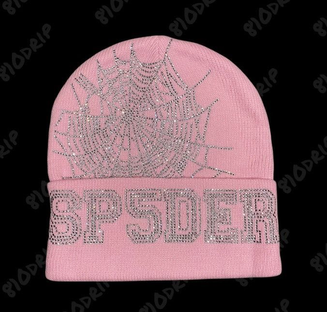 Sp5der Sp5der Rhinestone Web Beanie - Pink Size ONE SIZE - 1 Thumbnail