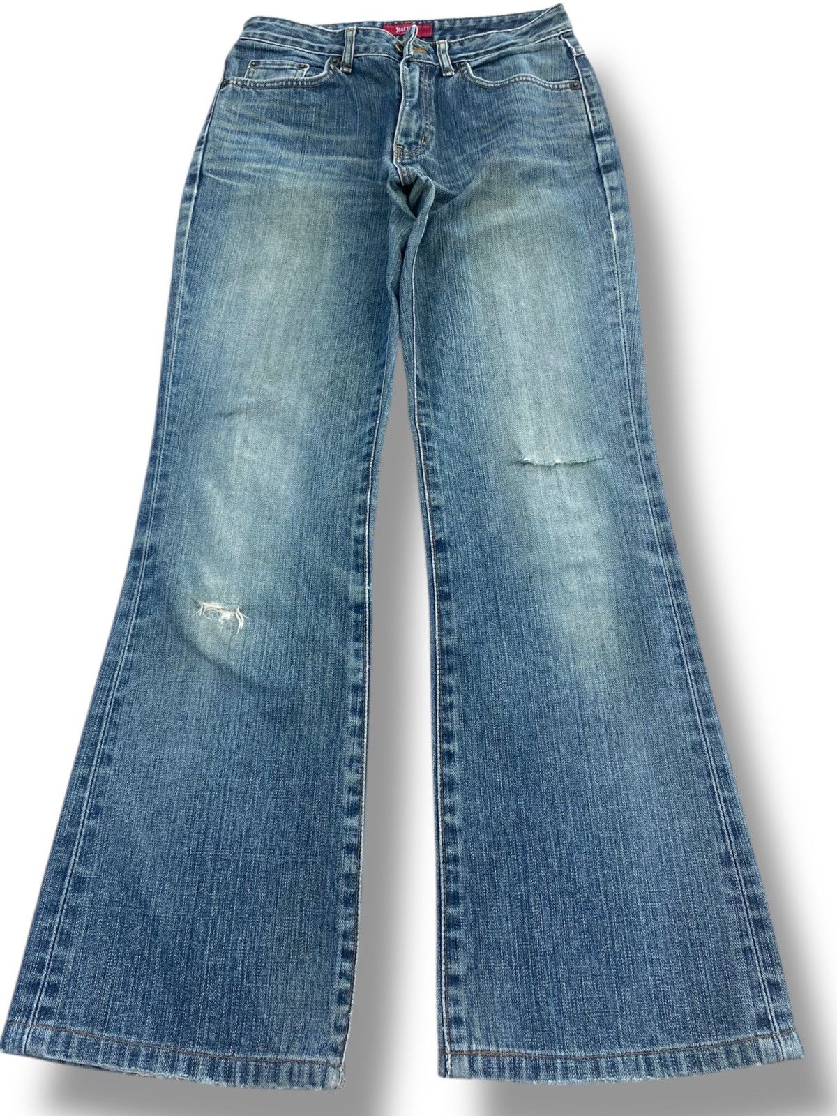 Edwin Edwin Light Blue Wash Ripped Style Bootcut Jeans Size US 26 / EU 42 - 1 Thumbnail