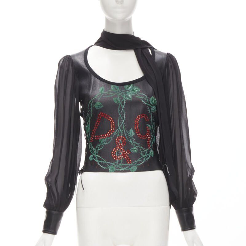 Dolce & Gabbana D&G DOLCE GABBANA Vintage 2001 Runway SilverSnake leather corset blouse IT38 XS Size XS / US 0-2 / IT 36-38 - 1 Thumbnail