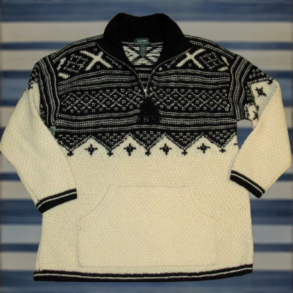 Ralph Lauren Vtg Polo RALPH LAUREN Wool White Cowichan Pullover Sweater Medium Women Size M / US 6-8 / IT 42-44 - 1 Thumbnail