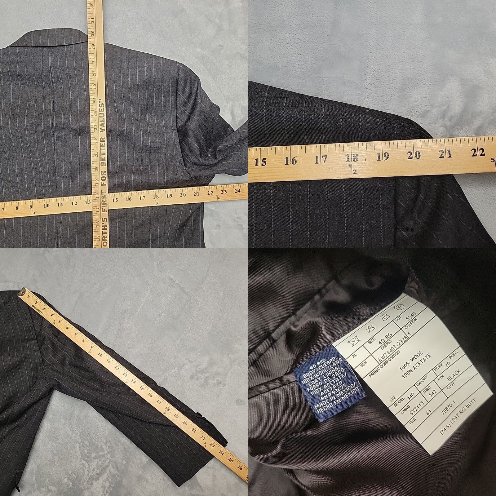 Stafford Stafford Blazer Men 40R Gray Pinstripe Worsted Wool Classic Fit Suit Jacket NEW Size 40R - 8 Thumbnail