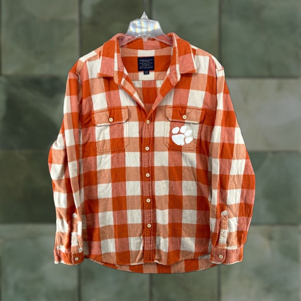 American Eagle Outfitters American Eagle Clemson Tigers Womens Long Sleeve Plaid Shirt XL Orange Size XL / US 12-14 / IT 48-50 - 1 Thumbnail