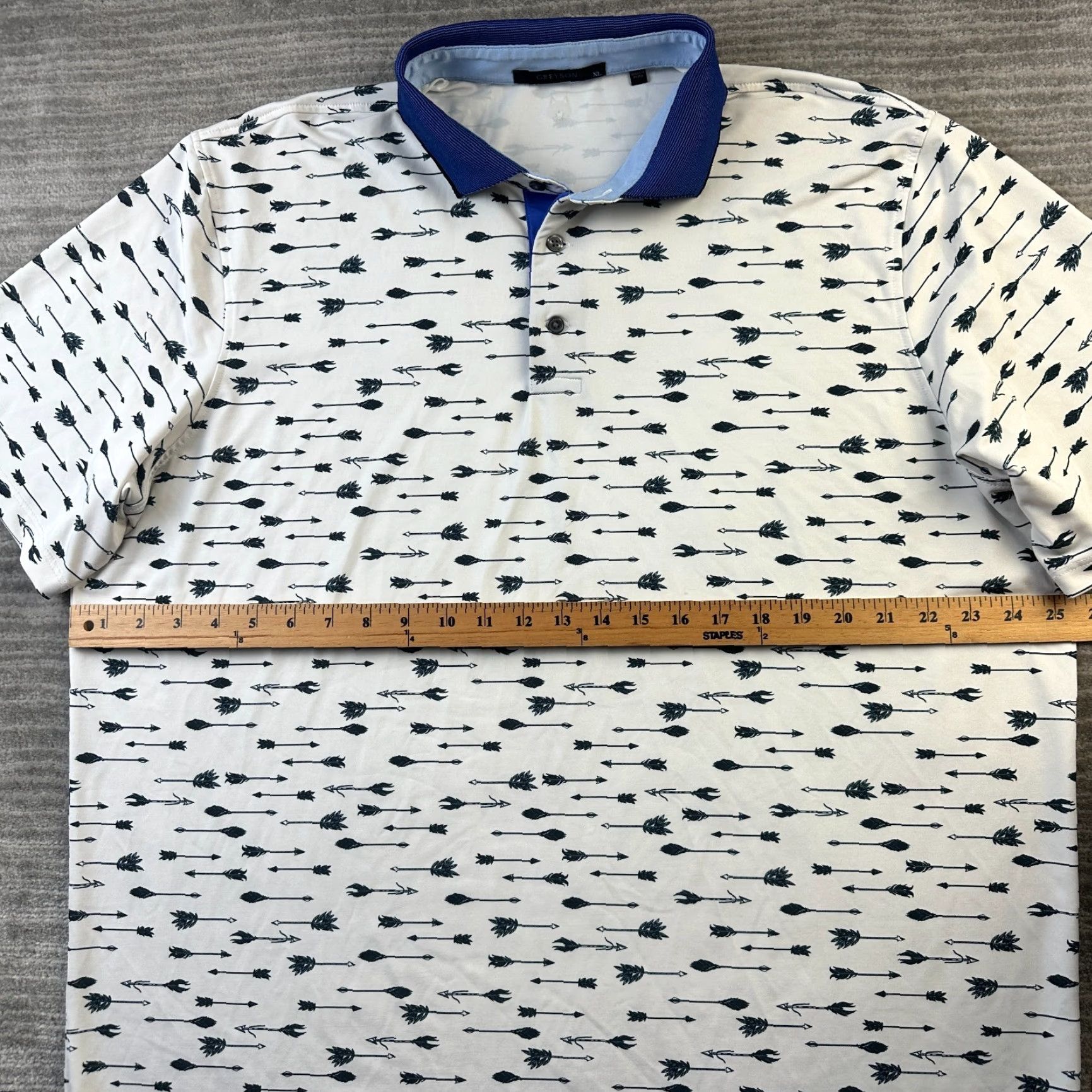 Vintage Greyson Polo Shirt Mens XL White Logo Golf Performance All Over Print Shirt Short Sleeve Button Collar Classic Size US XL / EU 56 / 4 - 6 Thumbnail