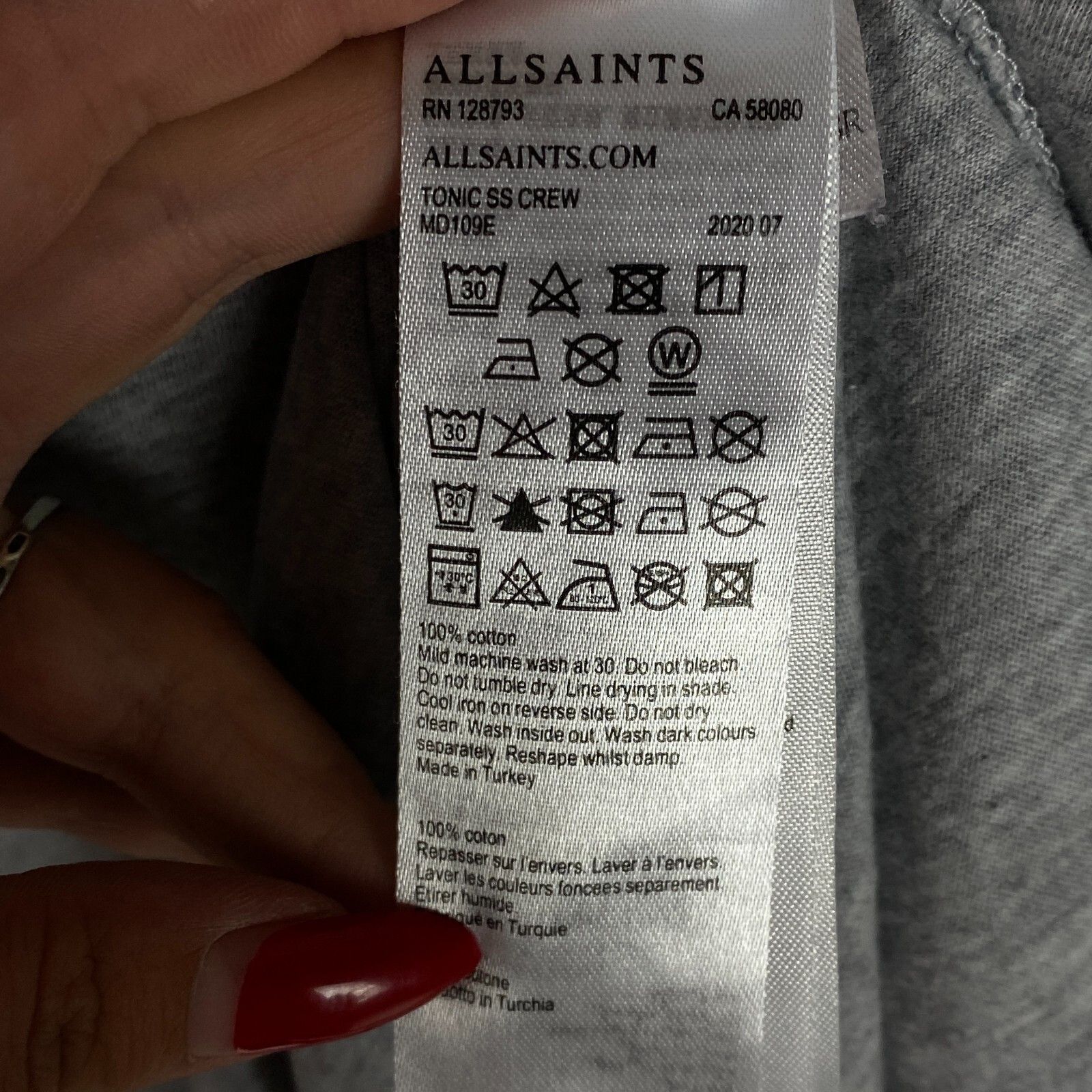 Allsaints Allsaints Tee Men's Size M Gray Short Sleeve ` Size US M / EU 48-50 / 2 - 6 Thumbnail
