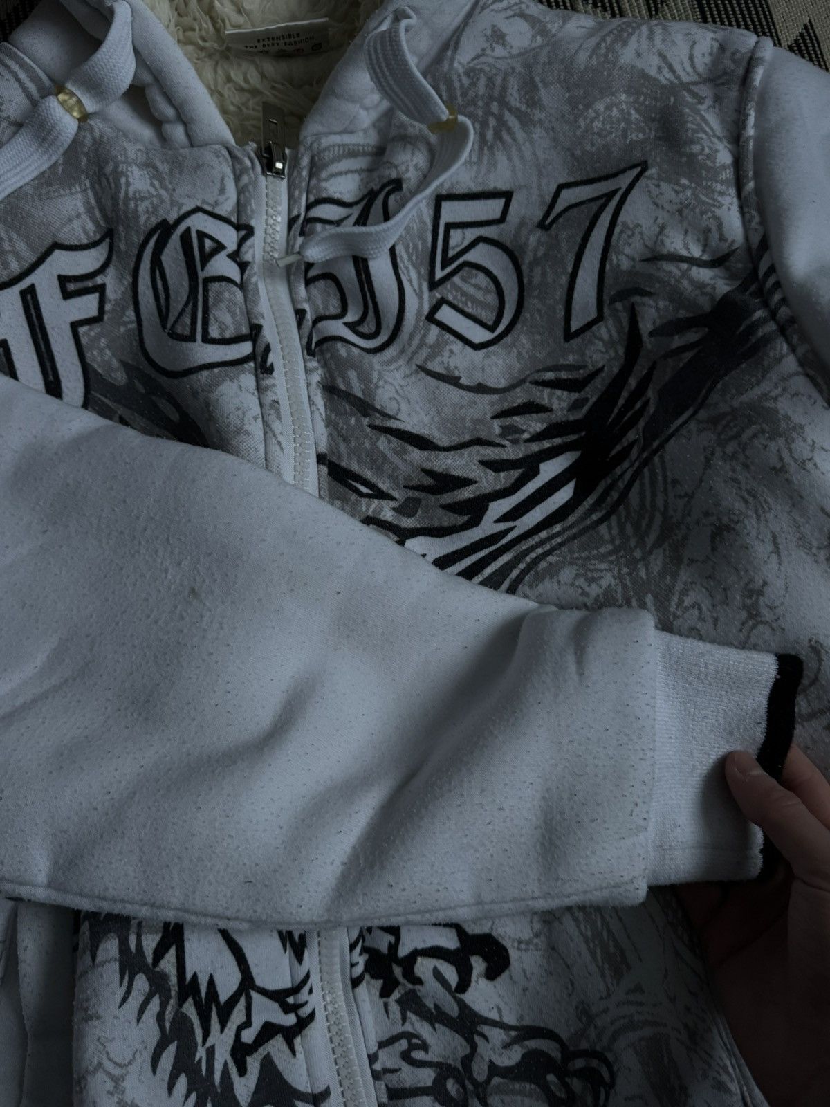 Vintage Vintage Y2K Affliction Style Eagle Logo Fur Zip-Hoodie Size US L / EU 52-54 / 3 - 11 Thumbnail