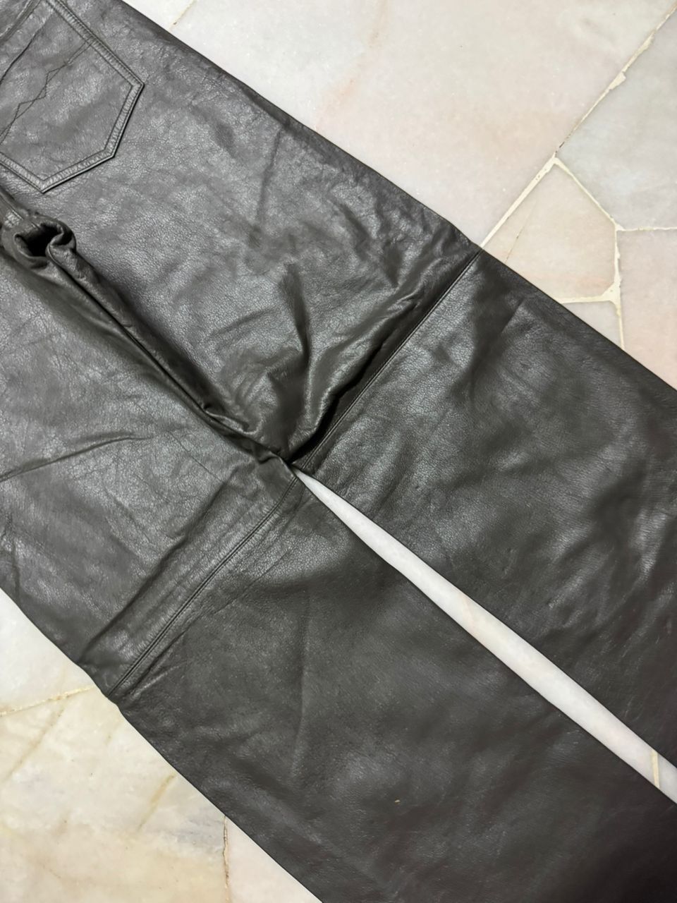 Michel Klein 💥Vintage 90s Michel Klein Homme Paris Leather Pants Dark Size US 28 / EU 44 - 17 Thumbnail