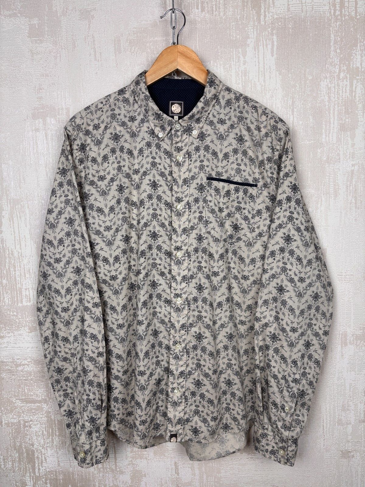 Pretty Green Pretty Green Floral Long Sleeve Shirt Size US L / EU 52-54 / 3 - 8 Thumbnail