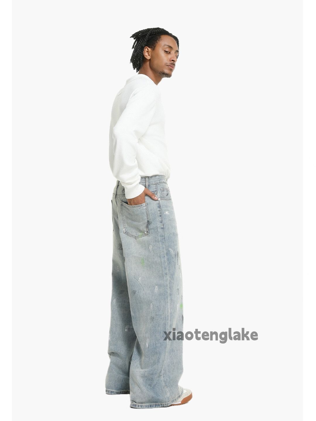 Jean zx vintage washed faded paint grunge Stain flared jeans Size 30" / US 8 / IT 44 - 10 Thumbnail