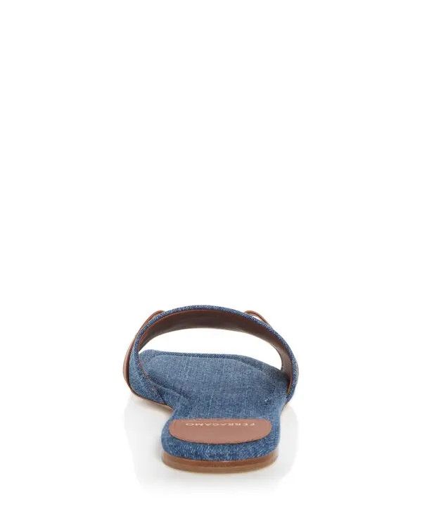 Salvatore Ferragamo o1s1rm0526 Leah Gancini Slides in Blue Size US 8 / IT 38 - 4 Thumbnail