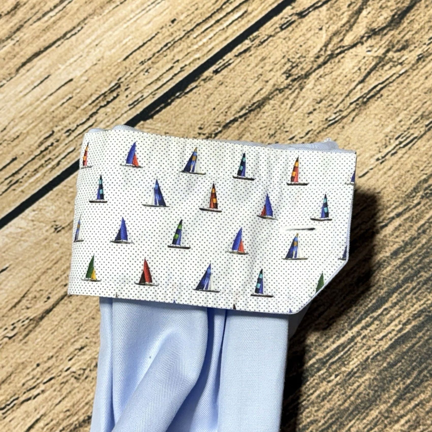 Eton Etón Dress Shirt Mens 40 Blue Contemorary Barrel Cuff Sailboat Print Long Sleeve Regular Colorful Voyage 15 3/4 40 Men Shirts Size 40R - 5 Thumbnail