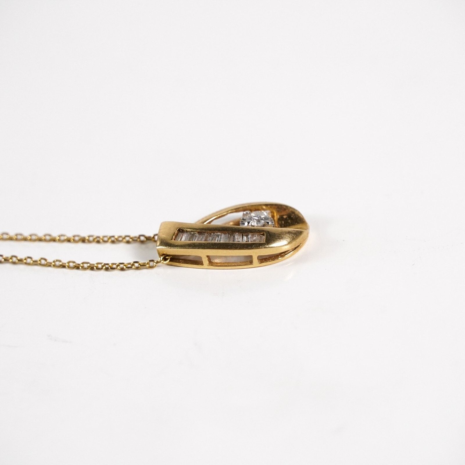Other 0.2Ct Nat Diamonds Teardrop Pendant Solid 14K Gold Necklace Size ONE SIZE - 4 Thumbnail