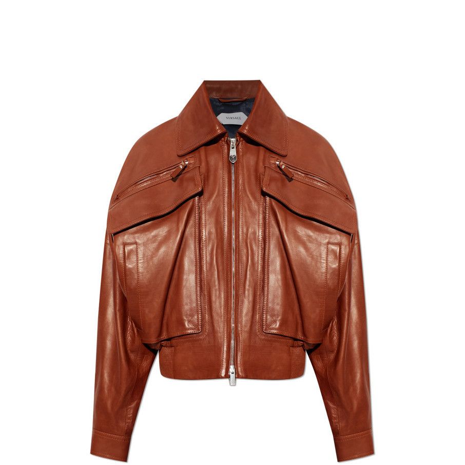 Versace Versace Brown Leather Jacket New & Authentic (Women's size:I Size M / US 6-8 / IT 42-44 - 1 Preview