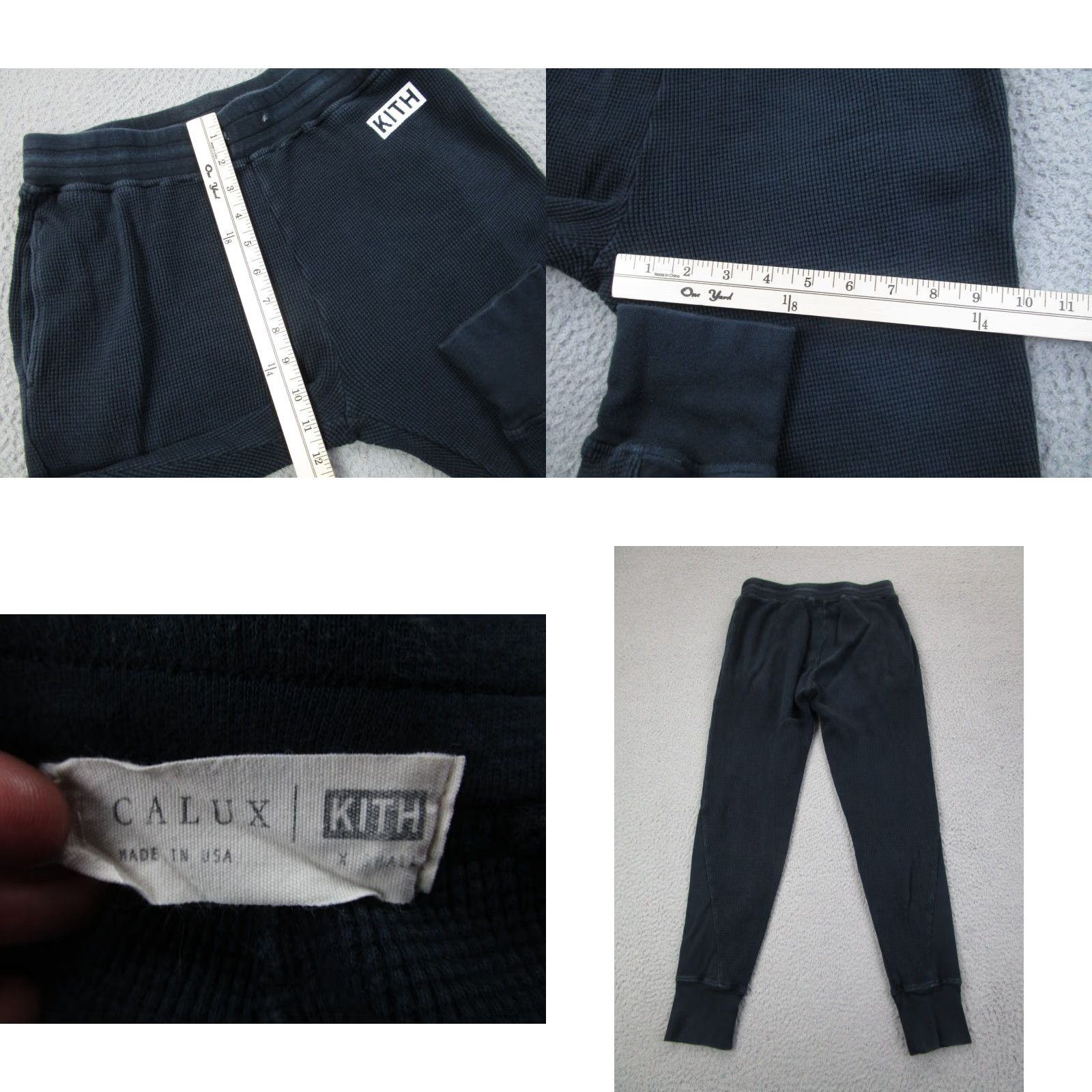 Kith KITH Sweatpants Mens XS Black Waffle Thermal Joggers Calux Pants Adult Size US 27 - 8 Thumbnail