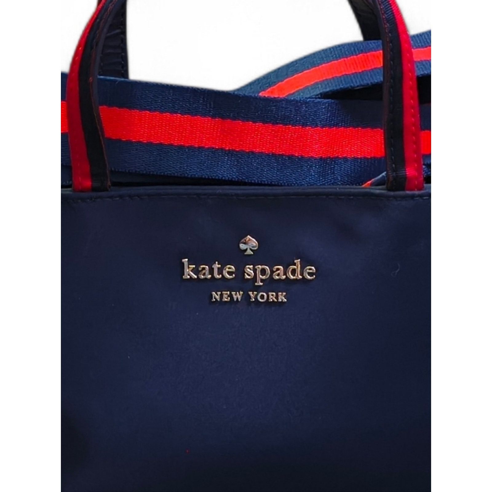 Kate Spade NWOT Kate Spade Navy Blue Canvas Crossbody Red Trim 2 Straps Size ONE SIZE - 2 Thumbnail