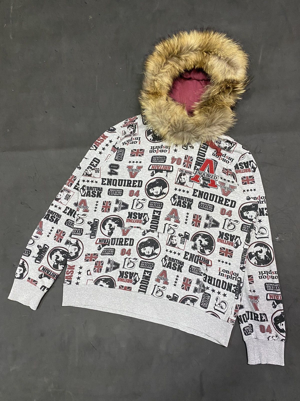 image of Beauty Beast x Hysteric Glamour Printed "girl" Furhoodie Japanesebrand Lgb Ifsix in Grey (Size XL)