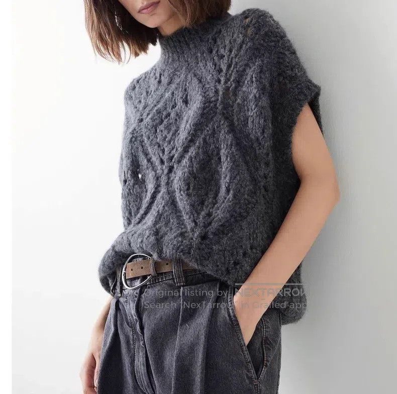 Brunello Cucinelli Brunello Cucinelli Camel hair knitted top Size S / US 4 / IT 40 - 1 Thumbnail
