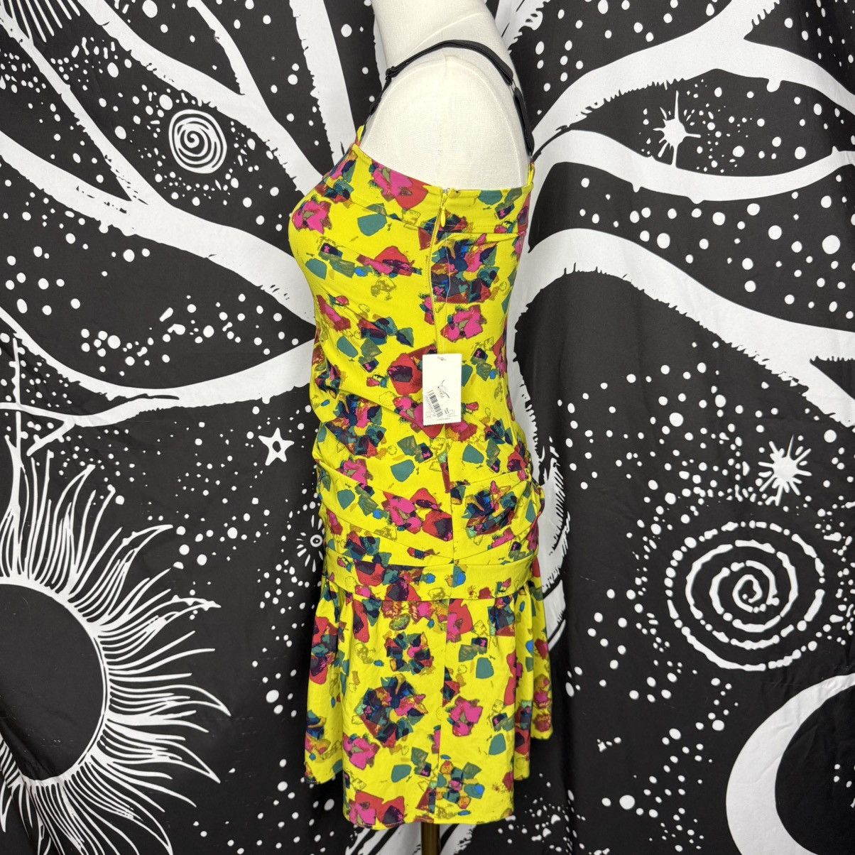 Other Rachel Rachel Roy Chartreuse Yellow Floral Drop Waist Ruffle Size XS / US 0-2 / IT 36-38 - 2 Thumbnail