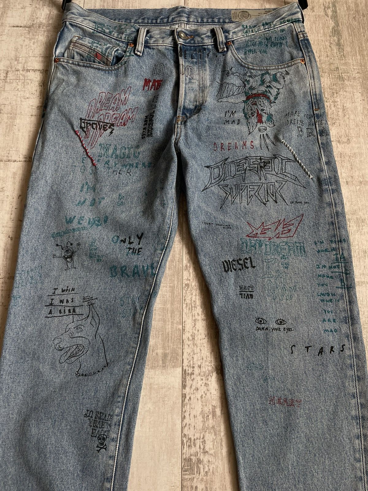 Diesel Diesel Mharky Denim Jeans Y2K Art Printed RARE Size US 32 / EU 48 - 3 Thumbnail