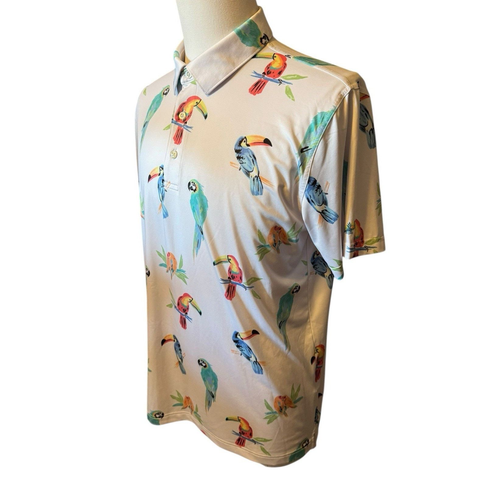 Chubbies CHUBBIES Golf Dude Where's Macaw Parrot White Polo Shirt Size US L / EU 52-54 / 3 - 2 Thumbnail