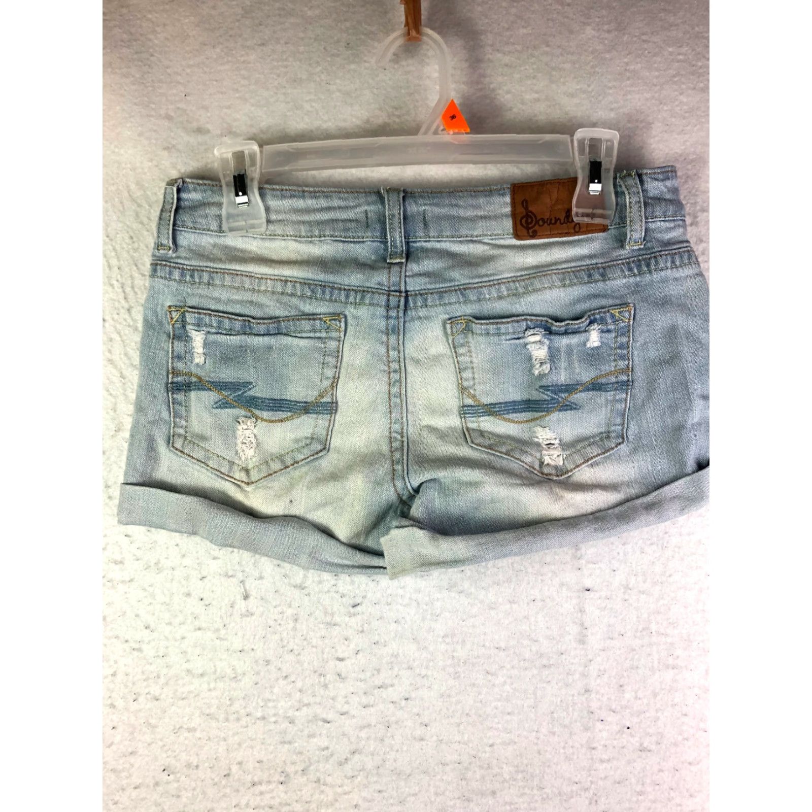 Denime Soundgirl Distressed Mid Rise Cuffed Juniors Size 11 30" Waist Blue Denim Short Size 30" / US 8 / IT 44 - 4 Thumbnail