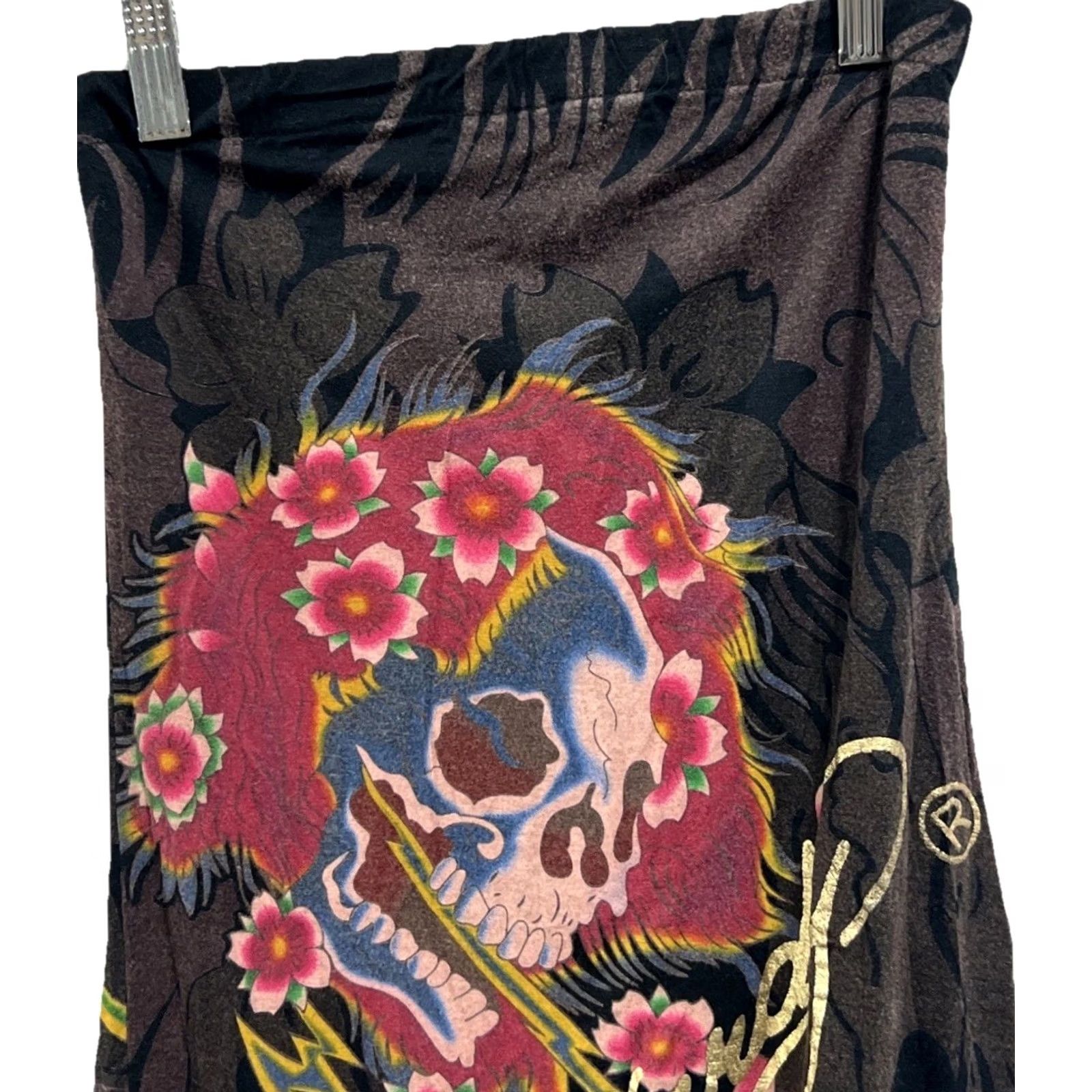 Ed Hardy VINTAGE Ed Hardy Skull Floral Tube Top Small Strapless Brown Black Tattoo Graphic Y2K Size S / US 4 / IT 40 - 4 Thumbnail