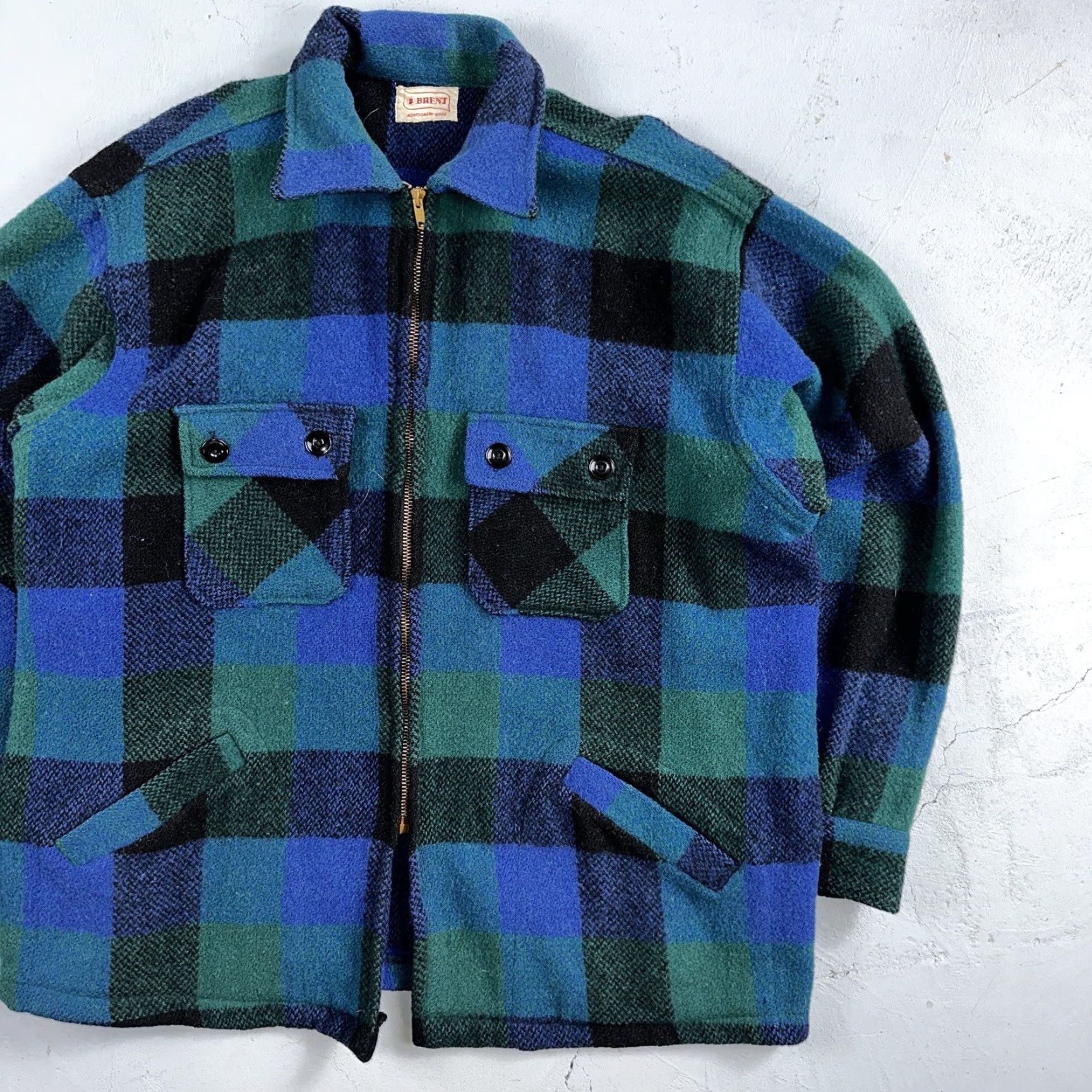 Vintage VINTAGE Montgomery Ward Wool Jacket Full Zip Plaid Outdoors 50s 60s Mens Large Size US L / EU 52-54 / 3 - 2 Thumbnail
