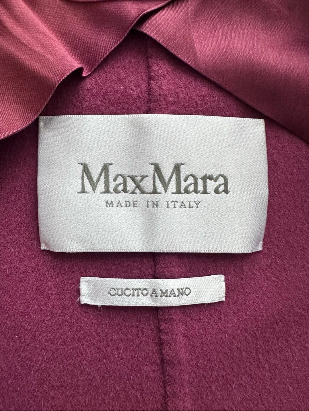 Max Mara MaxMara asym collar tie-waist wool coat women's smoke pink Size S / US 4 / IT 40 - 7 Thumbnail